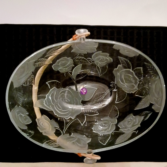 Aderia Etched Glass Handled Bowl - Picture 3 of 4